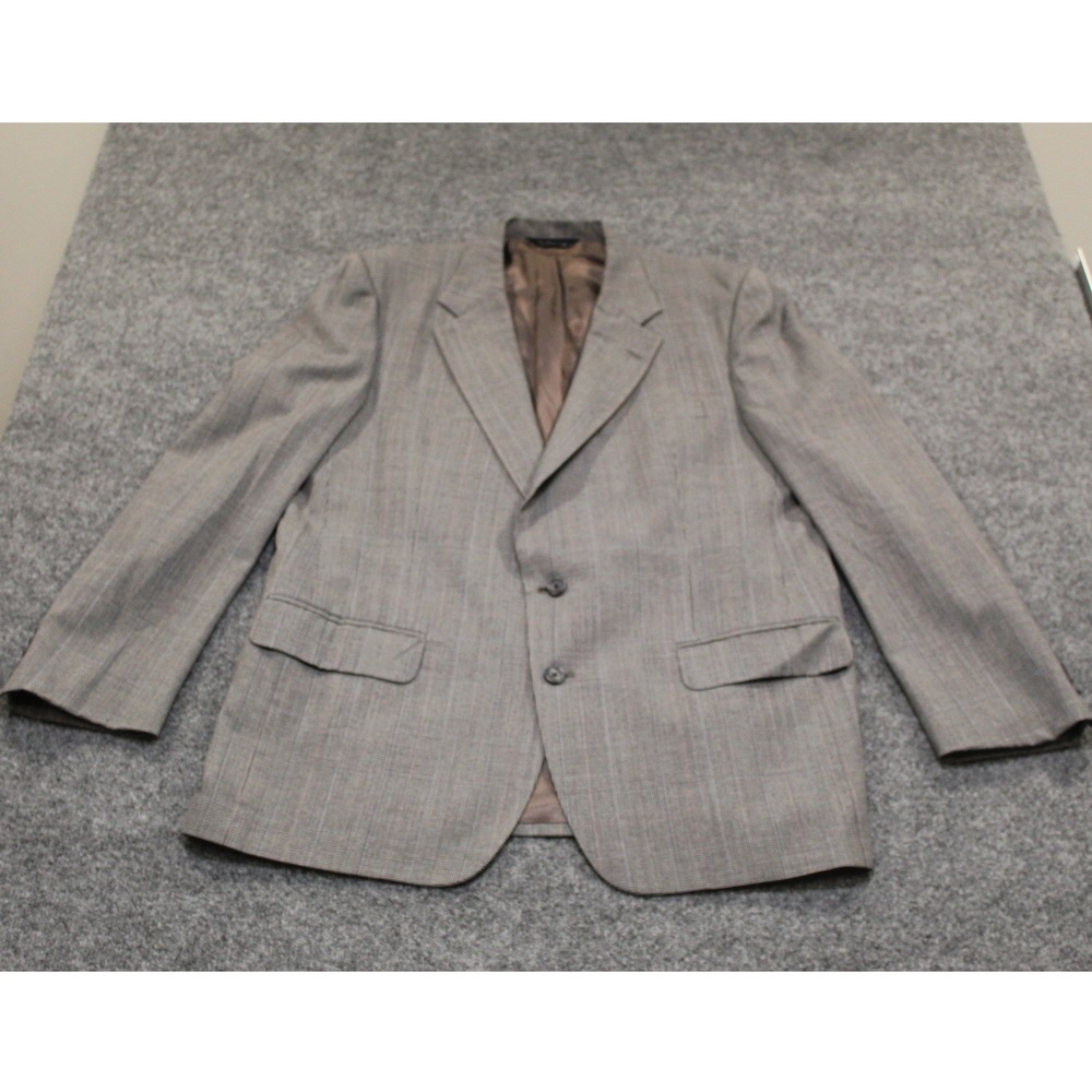 Vintage Burberrys Blazer Men Classic Plaid Wool‎ Two Button Sport Coat Jacket